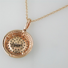 Champagne Diamond Round Cluster Pendant Necklace 14K Rose Gold .84 carats