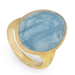 Marco Bicego Lunaria Oval Dark Aquamarine Yellow Gold Ring AB564AQD