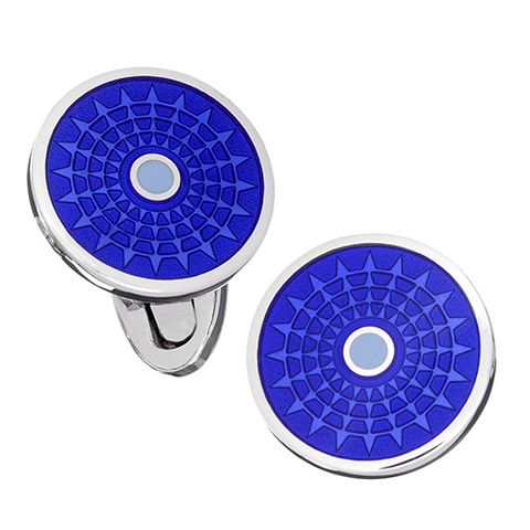 Jan Leslie English Blue Enamel Ferris Wheel Sterling Silver Cufflinks