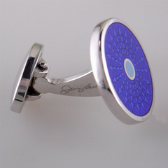 Jan Leslie English Blue Enamel Ferris Wheel Sterling Silver Cufflinks