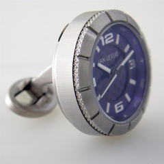 Jan Leslie Blue Sports Watch Lovers Stainless Steel Cufflinks