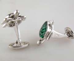 Jan Leslie Silver Turtle Cufflinks with Green Enamel S1087