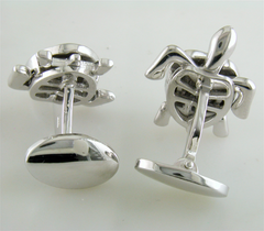 Jan Leslie Silver Turtle Cufflinks with Green Enamel S1087