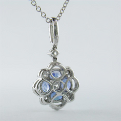 Gregg Ruth Sapphire & Diamond Flower Pendant Necklace 18K White Gold