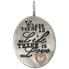 Heather Moore "Life & Love" Oval Heart Silver Pendant Charm