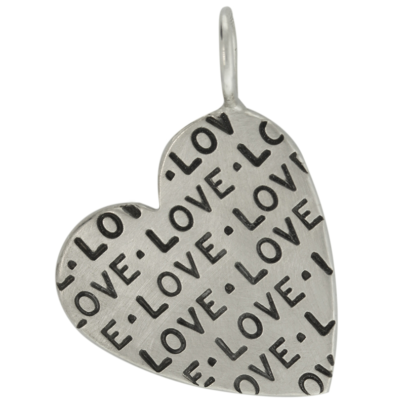 Heather Moore Graffiti Love Heart Charm Pendant Sterling Silver
