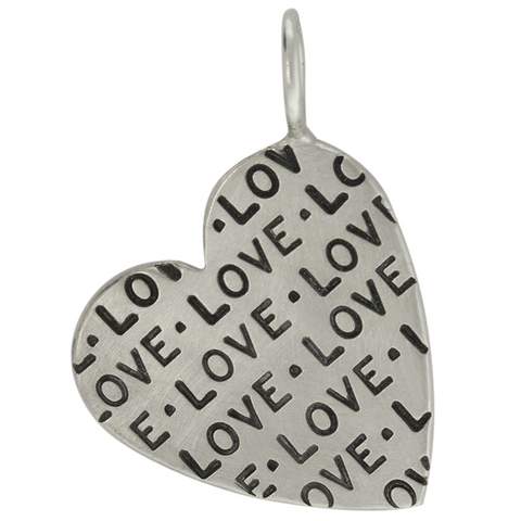 Heather Moore Graffiti Love Heart Charm Pendant Sterling Silver