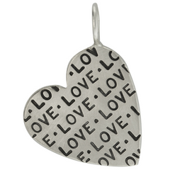 Heather Moore Graffiti Love Heart Charm Pendant Sterling Silver