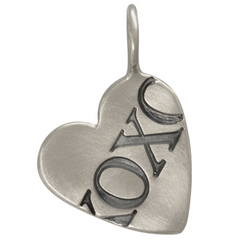 Heather Moore Unframed Sterling Silver "XOXO" heart Charm Pendant Size 2