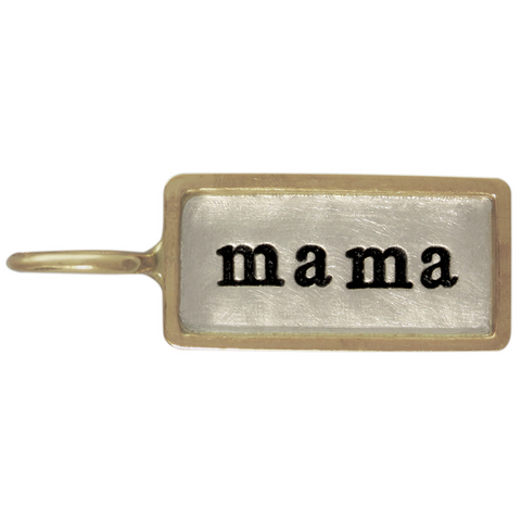 Heather Moore "Mama" Silver & 14K Yellow Gold Mini ID Tag Original Frame