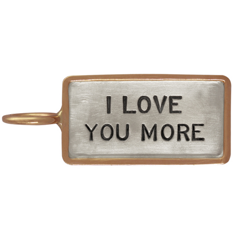 Heather Moore "I Love You More" Silver & 14K Rose Gold ID Tag Original Frame