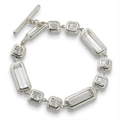 Monica Rich Kosann Mosaic Rock Crystal Sterling Silver Toggle Bracelet