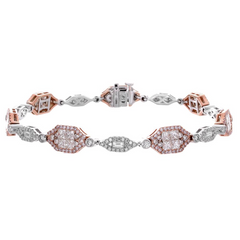 Gregg Ruth Fancy Pink Diamond Tennis Bracelet, Princess, Round, & Baguette 18K