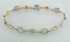 Gregg Ruth Fancy Pink Diamond Tennis Bracelet, Princess, Round, & Baguette 18K