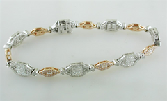 Gregg Ruth Fancy Pink Diamond Tennis Bracelet, Princess, Round, & Baguette 18K