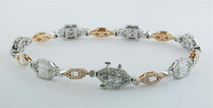 Gregg Ruth Fancy Pink Diamond Tennis Bracelet, Princess, Round, & Baguette 18K