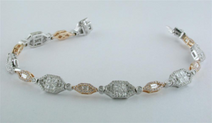 Gregg Ruth Fancy Pink Diamond Tennis Bracelet, Princess, Round, & Baguette 18K