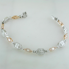 Gregg Ruth Fancy Pink Diamond Tennis Bracelet, Princess, Round, & Baguette 18K
