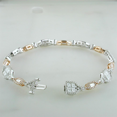 Gregg Ruth Fancy Pink Diamond Tennis Bracelet, Princess, Round, & Baguette 18K