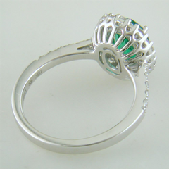 Gregg Ruth Oval Emerald Diamond Halo Color Crown Collection 18K White Gold Ring