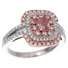 Gregg Ruth Fancy Pink Cushion Diamond Ring 18K White & Rose Gold