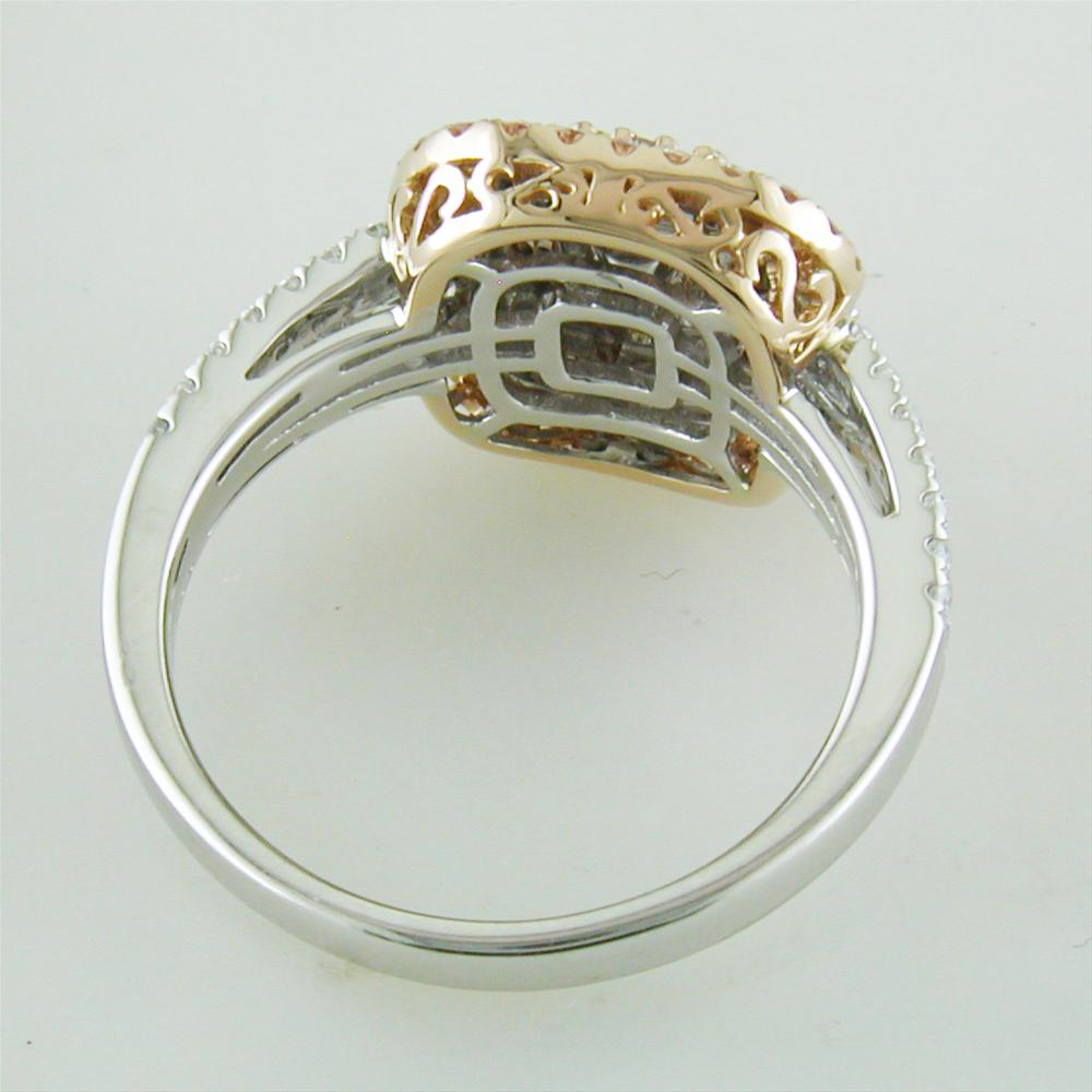 Gregg Ruth Fancy Pink Cushion Diamond Ring 18K White & Rose Gold