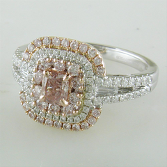 Gregg Ruth Fancy Pink Cushion Diamond Ring 18K White & Rose Gold