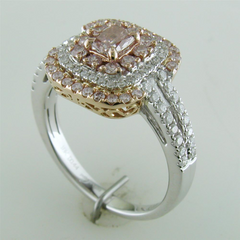 Gregg Ruth Fancy Pink Cushion Diamond Ring 18K White & Rose Gold