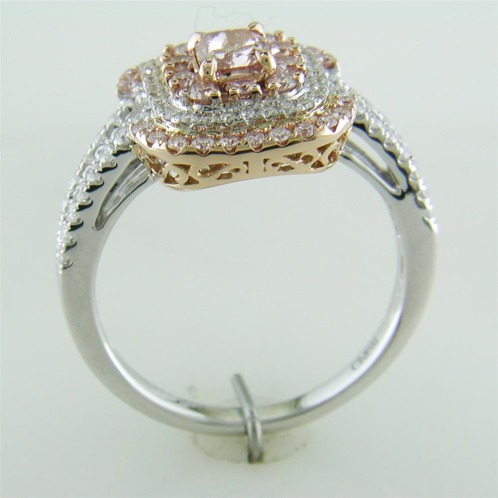 Gregg Ruth Fancy Pink Cushion Diamond Ring 18K White & Rose Gold