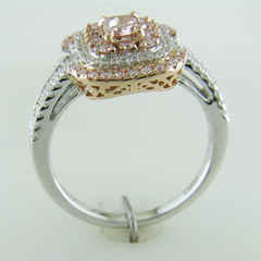 Gregg Ruth Fancy Pink Cushion Diamond Ring 18K White & Rose Gold
