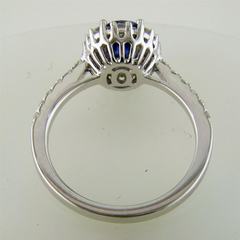 Gregg Ruth Oval Sapphire Diamond Halo Color Crown Collection 18K White Gold Ring
