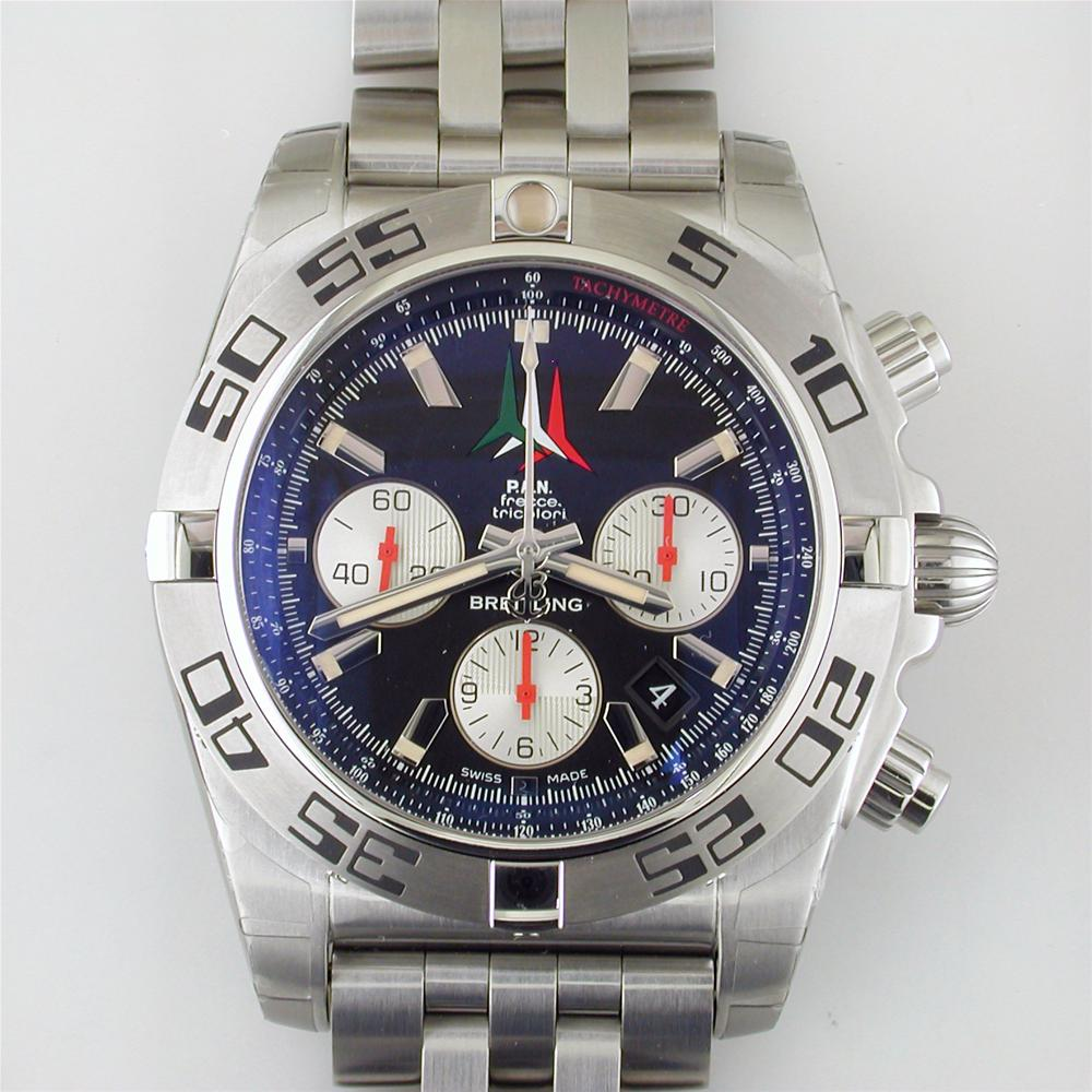 Certified Pre-owned Breitling Chronomat 44mm Frecce Tricolori Watch AB01104D Limited Black Steel