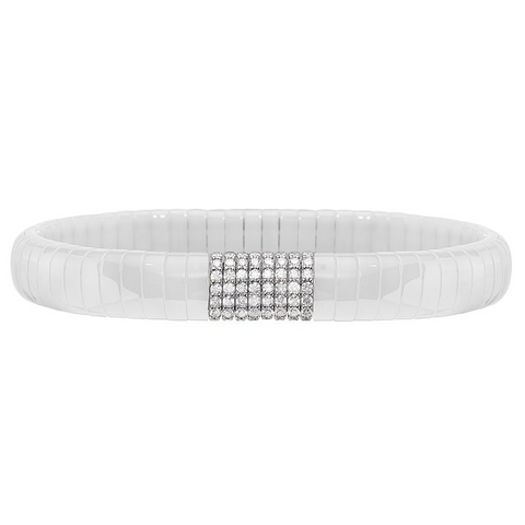 Roberto Demeglio Pura White Ceramic Bracelet 8 Diamond Section White Gold GC4B1DBOB