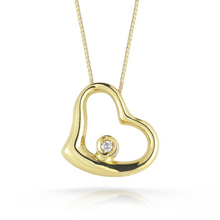 Roberto Coin TINY TREASURES DIAMOND MEDIUM HEART NECKLACE Pendant Yellow Gold