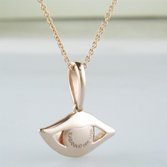 Kabana Evil Eye Pendant Necklace Kalo Mati 14k Rose Gold with Mother of Pearl & Onyx Inlay