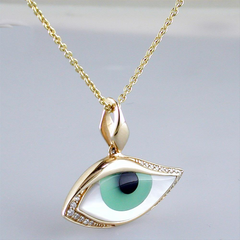 Kabana Kalo Mati 14k Yellow Gold Green Evil Eye Diamond Pendant with Inlay GPCF4850XCPMW