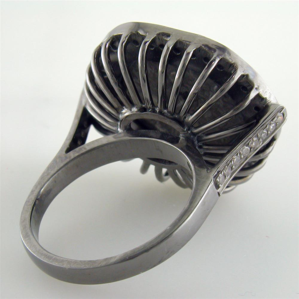 1884 "Settimo Severo Period 201-210 A.D." Roman Empire Bronze Coin Sterling Silver Diamond Halo Ring