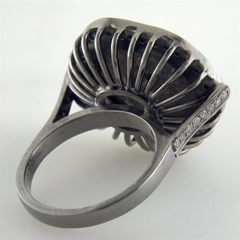 1884 "Settimo Severo Period 201-210 A.D." Roman Empire Bronze Coin Sterling Silver Diamond Halo Ring