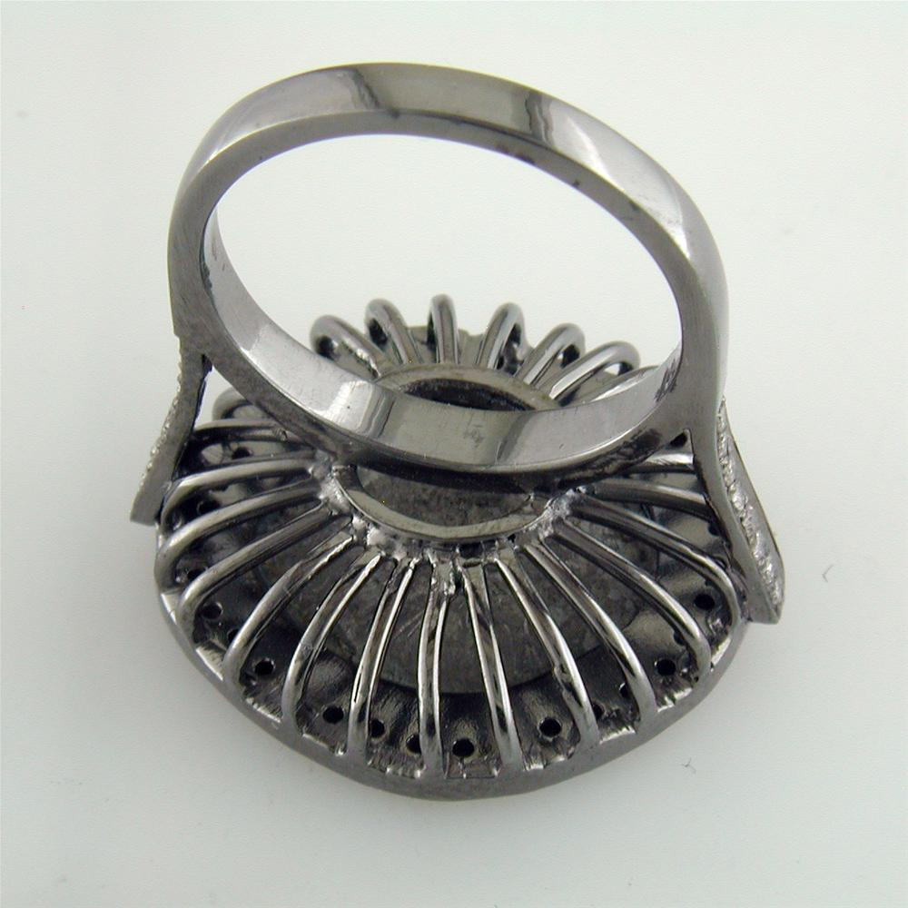 1884 "Settimo Severo Period 201-210 A.D." Roman Empire Bronze Coin Sterling Silver Diamond Halo Ring