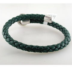 1884 Trevi Ottaviano Roman Coin Green Leather Sterling Silver Bracelet