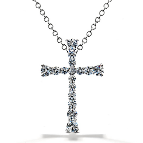 Hearts on Fire Divine Journey Diamond Cross Necklace Pendant 18K White Gold
