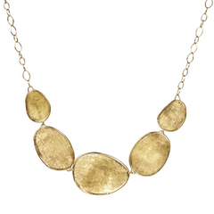 Marco Bicego Lunaria Oval Five Station Yellow Gold Necklace Pendant CB1779