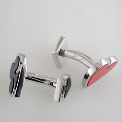 Jan Leslie Onyx and Carnelian Double Sided Card Suit Heart Spade Diamond Clover Cufflinks S030OXRA