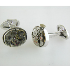 Jan Leslie Vintage Watch Rado & Bulova Movement Sterling Silver Cufflinks