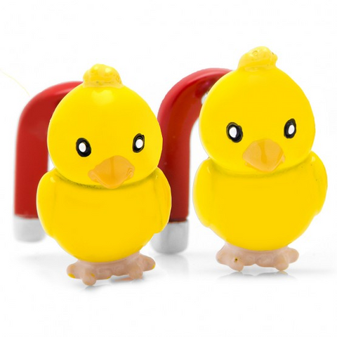 Jan Leslie Chick Magnet Yellow & Red Sterling Silver Cufflinks