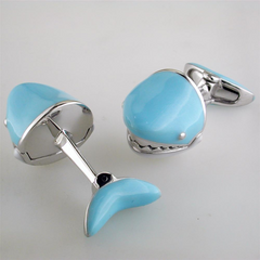 Jan Leslie Moving Blue Shark Jaws Sterling Silver Cufflinks