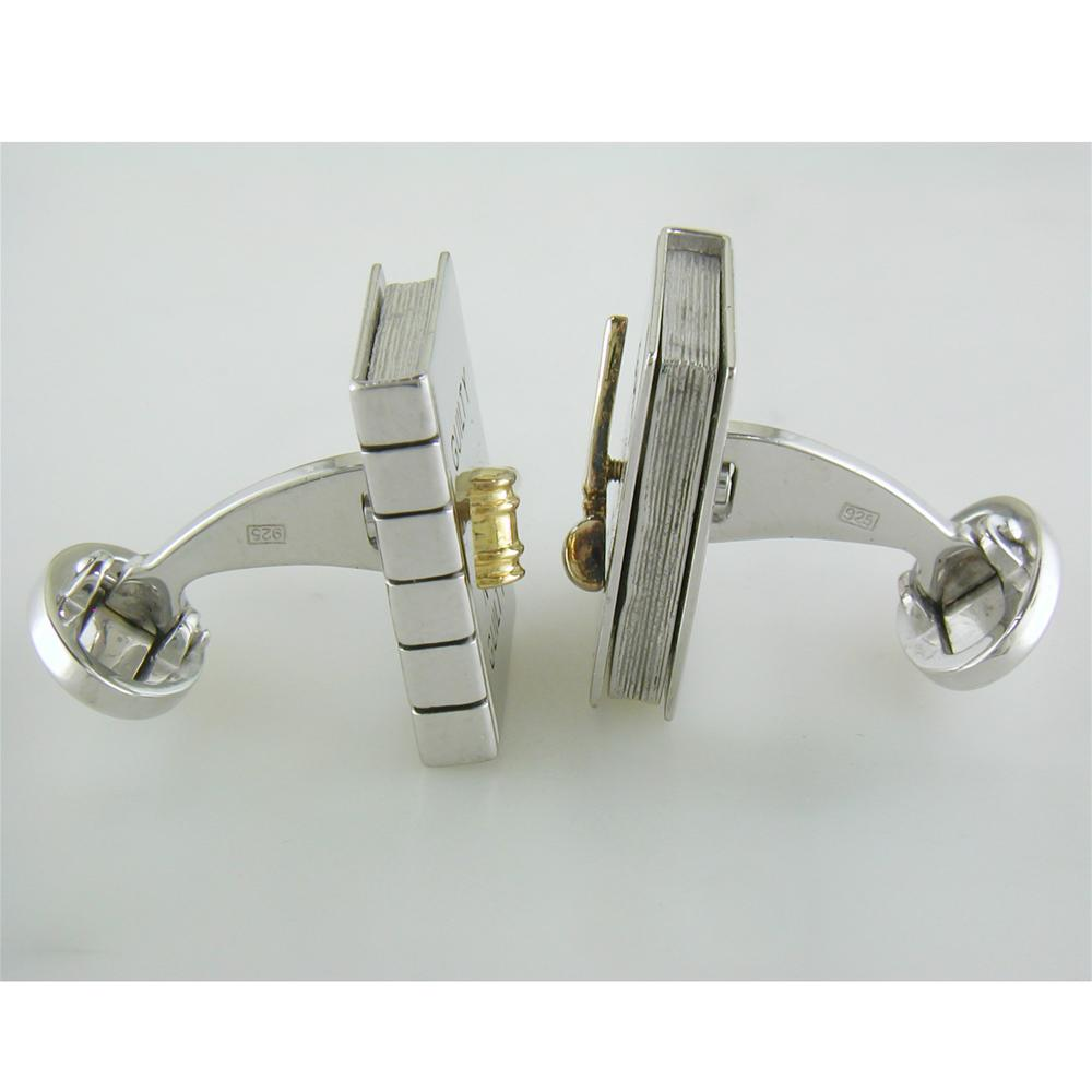 Jan Leslie Guilty or Not Guilty Sterling Silver Gold Gavel Spinner Judge Lawyer Cufflinks
