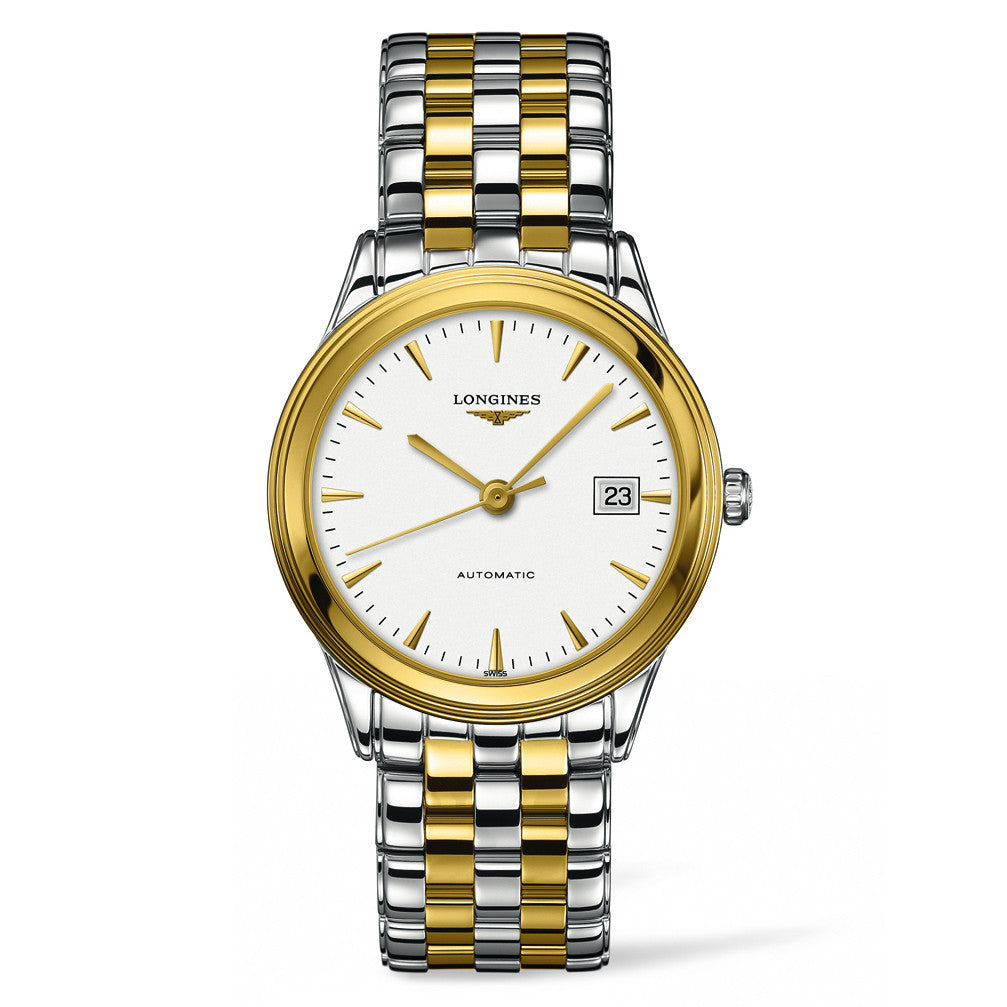 Longines Flagship Automatic White Dial Watch Stainless Steel and PVD Bracelet 38MM L48743227