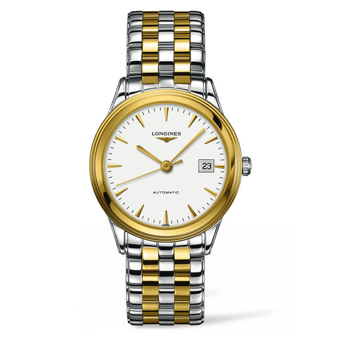 Longines Flagship Automatic White Dial Watch Stainless Steel and PVD Bracelet 38MM L48743227