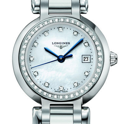 Longines PrimaLuna Quartz Mother of Pearl Watch Stainless Steel Bracelet 26MM L81100876